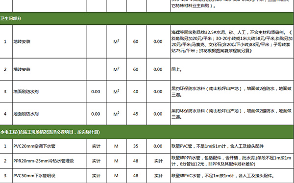 杭州裝修公司裝修報(bào)價單