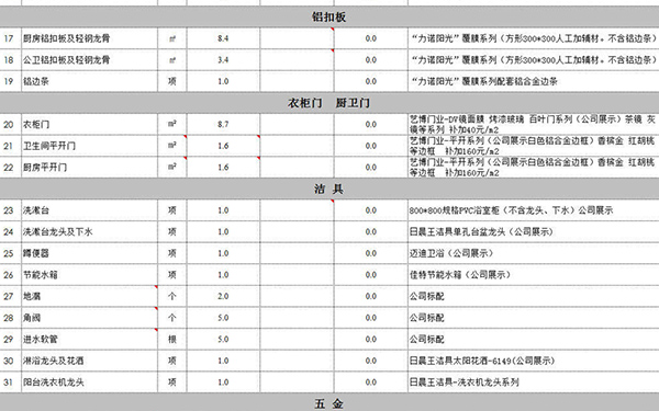 裝修報(bào)價(jià)單明細(xì)